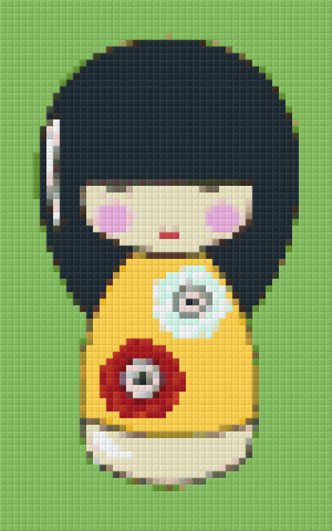 Yellow Japanese Doll Two [2] Baseplate PixelHobby Mini-mosaic Art Kit image 0